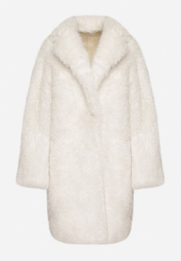 Born2be - Beżowy Płaszcz Futerko o Długim Kroju Otirena. Okazja: na co dzień. Kolor: beżowy. Materiał: futro. Długość: długie. Styl: casual, elegancki