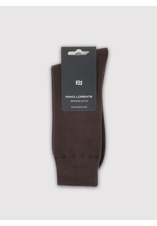Pako Lorente - PAKO LORENTE - Gładkie brązowe skarpety męskie. Kolor: niebieski, brązowy. Materiał: bawełna. Wzór: gładki