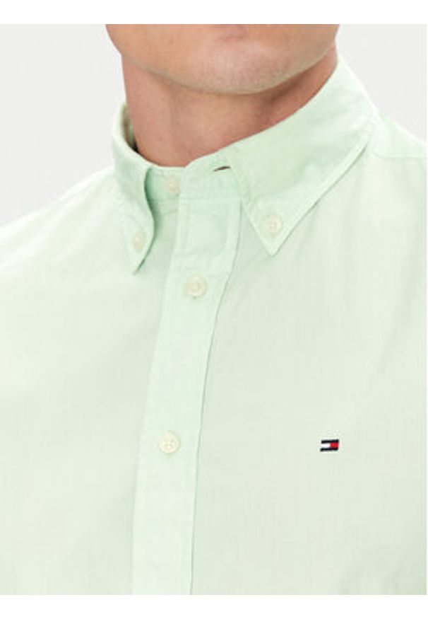 TOMMY HILFIGER - Tommy Hilfiger Koszula MW0MW37550 Zielony Regular Fit. Kolor: zielony. Materiał: bawełna