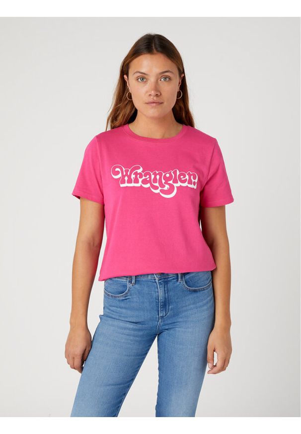 Wrangler T-Shirt W7N4D3P62 112332090 Różowy Regular Fit. Kolor: różowy. Materiał: bawełna