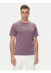 Pepe Jeans T-Shirt Eggo N PM508208 Fioletowy Regular Fit. Kolor: fioletowy. Materiał: bawełna