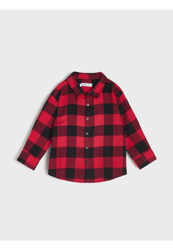 Sinsay - Bawełniana koszula w kratę - czerwony. Kolor: czerwony. Materiał: bawełna