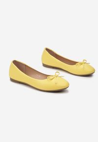 Born2be - Żółte Balerinki Haviani. Nosek buta: okrągły. Kolor: żółty. Sezon: lato. Obcas: na obcasie. Styl: klasyczny. Wysokość obcasa: niski #5