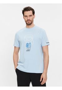 Karl Lagerfeld - KARL LAGERFELD T-Shirt 755401 541221 Błękitny Regular Fit. Typ kołnierza: dekolt w karo. Kolor: niebieski. Materiał: bawełna