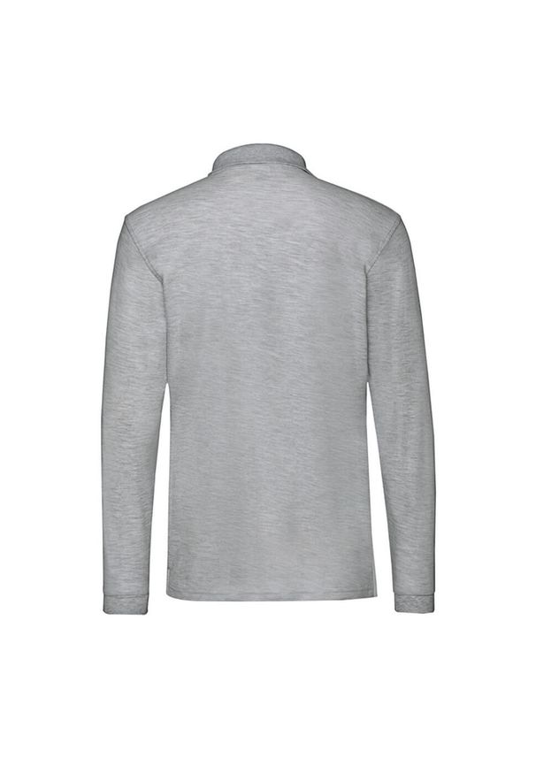 FRUIT OF THE LOOM - Męska Koszulka Polo Premium Z Długim Rękawem. Typ kołnierza: polo. Kolor: szary. Długość rękawa: długi rękaw. Długość: długie