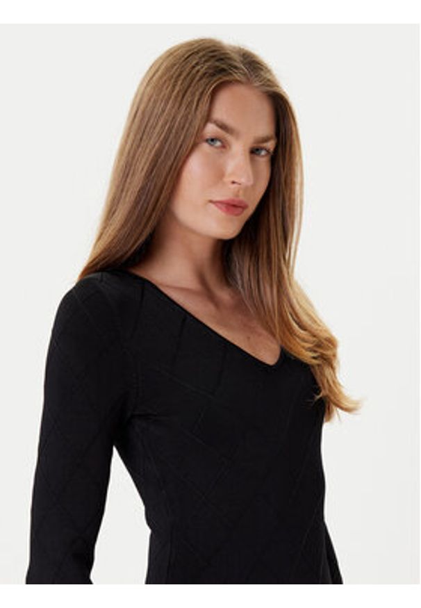 Marciano Guess Sukienka dzianinowa 5YGK23 5036Z Czarny Slim Fit. Kolor: czarny. Materiał: wiskoza