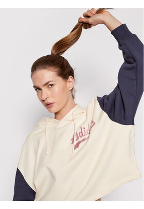 Adidas - adidas Bluza Modern B-Ball HD9782 Beżowy Relaxed Fit. Kolor: beżowy. Materiał: bawełna