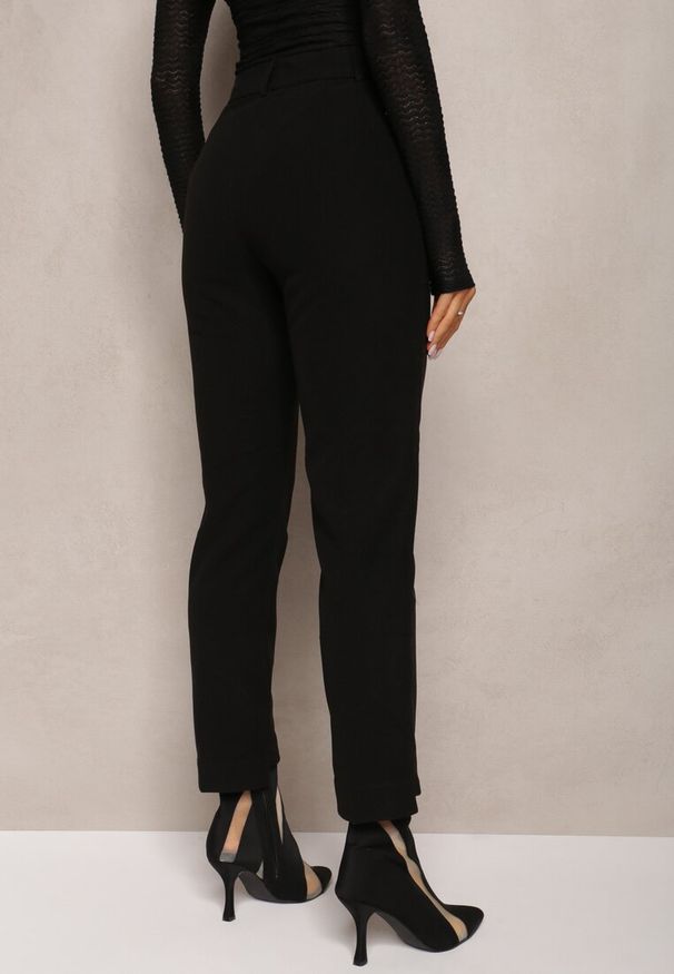 Renee - Czarne Spodnie Garniturowe High Waist Aigah. Stan: podwyższony. Kolor: czarny. Materiał: wiskoza, tkanina