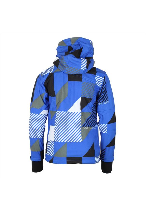 PEAK MOUNTAIN - Kurtka softshell z nadrukiem Peak Mountain Cover. Kolor: niebieski, szary, wielokolorowy. Materiał: softshell. Wzór: nadruk