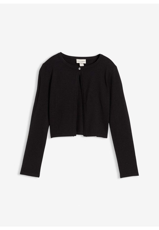 bonprix - Bolerko dzianinowe. Okazja: na co dzień. Kolor: czarny. Materiał: dzianina. Styl: casual