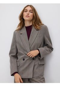 Reserved - Dwurzędowa marynarka w kratę - wielobarwny. Materiał: wiskoza, tkanina #1