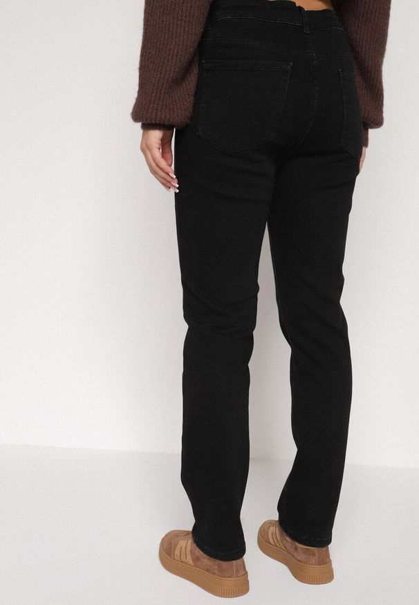 Born2be - Czarne Bawełniane Jeansy Skinny z Regularnym Stanem Sewnela. Kolekcja: plus size. Kolor: czarny. Styl: wizytowy, klasyczny, elegancki
