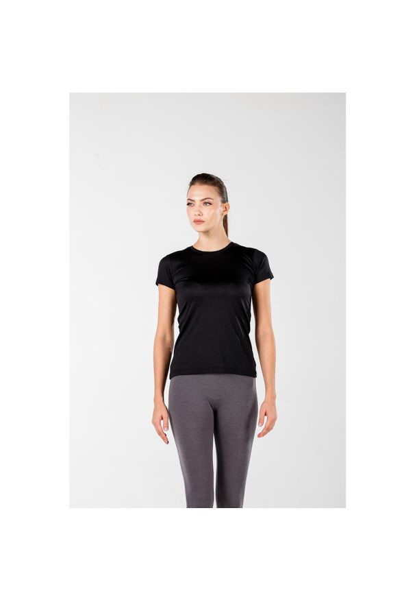WOOLONA - Koszulka turystyczna damska Woolona Pera 100% Merino. Kolor: czarny