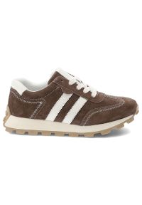 Sneakersy damskie S.Barski, sportowy fason sznurowanie stabilna podeszwa dobra przyczepność wygodna konstrukcja miękkie wnętrze, brązowe, LR61-7097. Okazja: na co dzień. Zapięcie: sznurówki. Kolor: brązowy. Materiał: jeans, zamsz. Szerokość cholewki: normalna #4