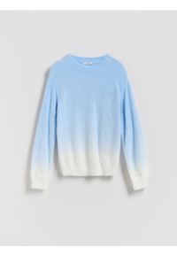 Reserved - Sweter z efektem ombre - jasnoturkusowy. Kolor: turkusowy. Materiał: dzianina