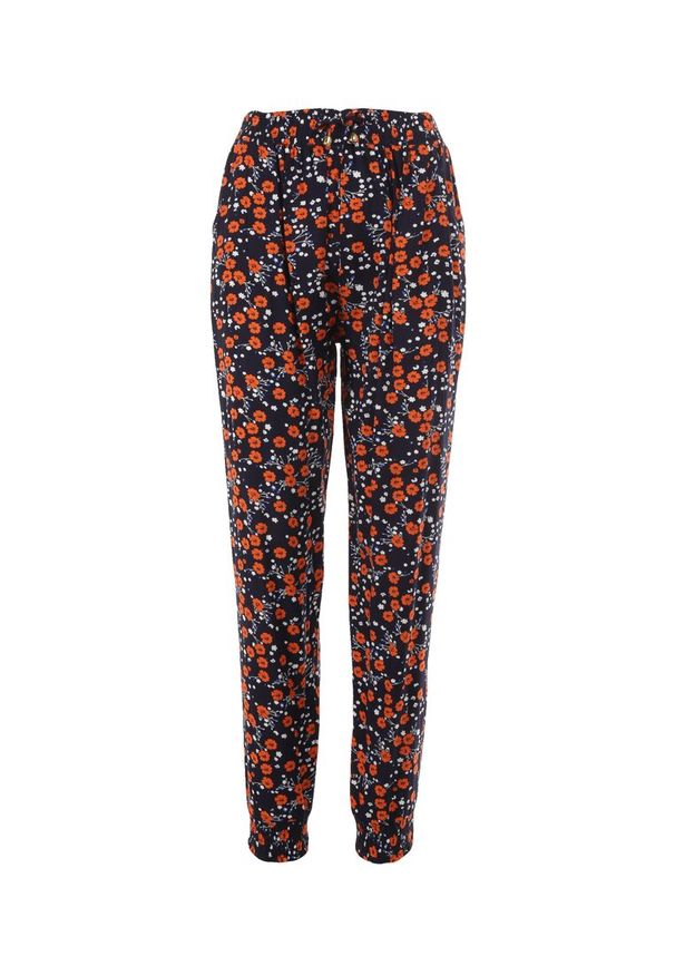 Born2be - Granatowe Spodnie Ismousa. Kolor: niebieski. Materiał: wiskoza. Wzór: nadruk, aplikacja. Sezon: lato