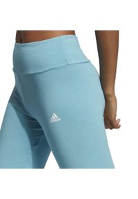 Legginsy fitness damskie Adidas. Kolor: niebieski. Materiał: materiał, bawełna, elastan. Sport: fitness