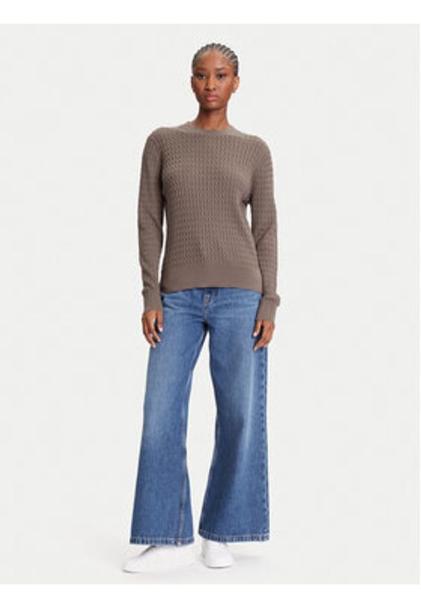 TOMMY HILFIGER - Tommy Hilfiger Sweter Fine WW0WW44993 Brązowy Regular Fit. Kolor: brązowy. Materiał: bawełna