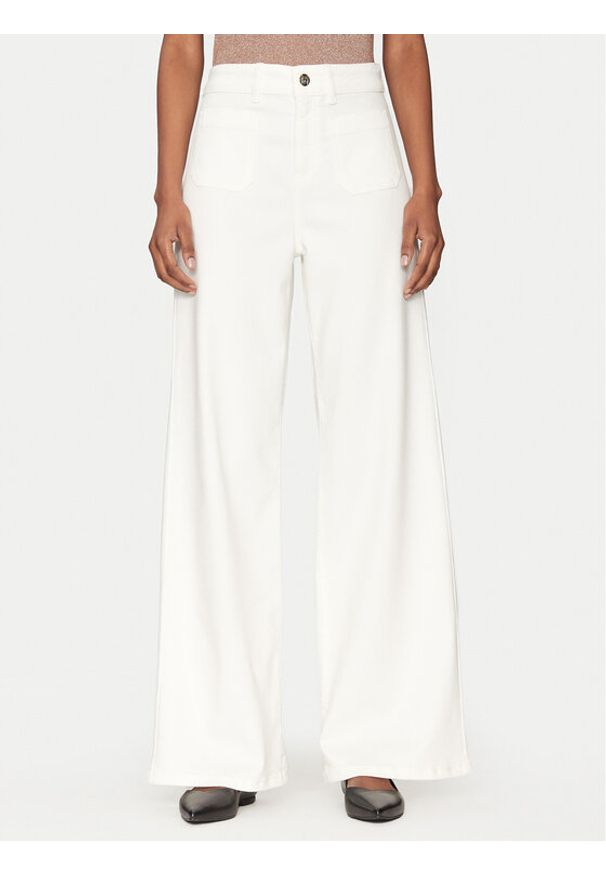 Marella Spodnie palazzo Samovar 2515131201 Écru Regular Fit. Materiał: wiskoza, bawełna