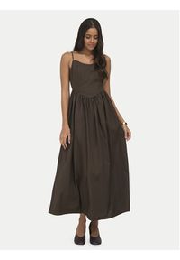 only - ONLY Sukienka letnia Likara 15371869 Brązowy ciemny Regular Fit. Kolor: brązowy. Materiał: bawełna. Sezon: lato #7