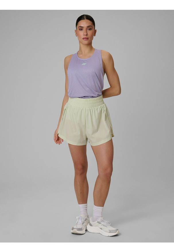 4f - 4F Spodenki treningowe szybkoschnące damskie - zielone XL. Stan: podwyższony. Kolor: zielony. Materiał: tkanina. Sport: fitness