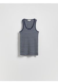 Reserved - Bawełniany top na ramiączkach - granatowy. Kolor: niebieski. Materiał: bawełna. Długość rękawa: na ramiączkach