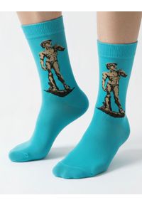 His Story - Skarpetki Bawełniane - Tematyczne - Rzeźba na Niebieskim Tle. Kolor: niebieski. Materiał: elastan, bawełna, poliamid #2