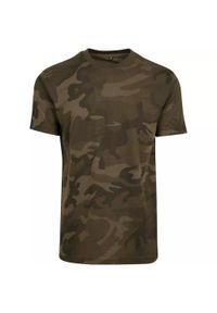 BUILD YOUR BRAND - Męska Koszulka Z Okrągłym Dekoltem Camo. Kolor: zielony