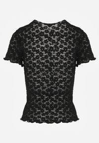 Born2be - Czarna Koronkowa Bluzka o Dopasowanym Kroju z Krótkim Rękawem Noessa. Okazja: na co dzień, do pracy, na spotkanie biznesowe. Kolor: czarny. Materiał: koronka. Długość rękawa: krótki rękaw. Długość: krótkie. Wzór: koronka. Styl: klasyczny, casual, biznesowy, elegancki #8