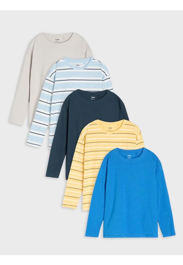 Sinsay - Koszulki z długimi rękawami 5 pack - niebieski. Kolor: niebieski. Długość rękawa: długi rękaw. Długość: długie