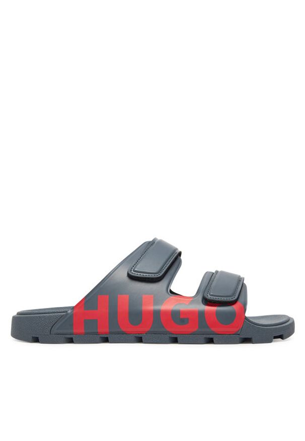 Hugo - HUGO Klapki Evander 50542042 Szary. Kolor: szary. Materiał: skóra