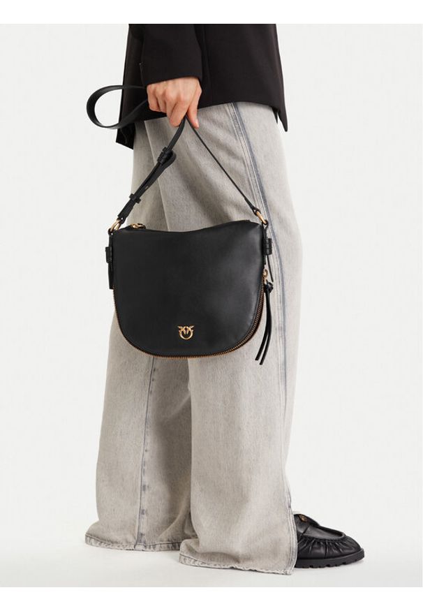 Pinko - PINKO Torebka Hobo Zip Around Mini Ai 25-26 PLTT 105332 A0QO Czarny. Kolor: czarny. Materiał: skórzane