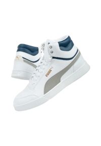 Puma - Damskie Buty Sportowe Shuffle Ze Skóry Ekologicznej O Średnim Kroju. Kolor: biały. Materiał: skóra ekologiczna. Styl: sportowy