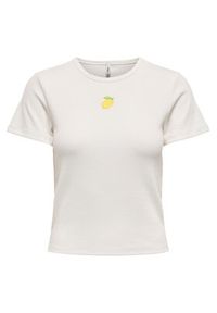only - ONLY T-Shirt Daniella 15350554 Biały Slim Fit. Kolor: biały. Materiał: syntetyk #4