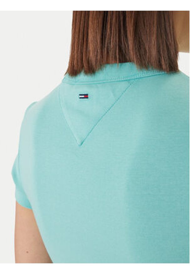 Tommy Jeans T-Shirt DW0DW22302 Zielony Slim Fit. Kolor: zielony. Materiał: bawełna