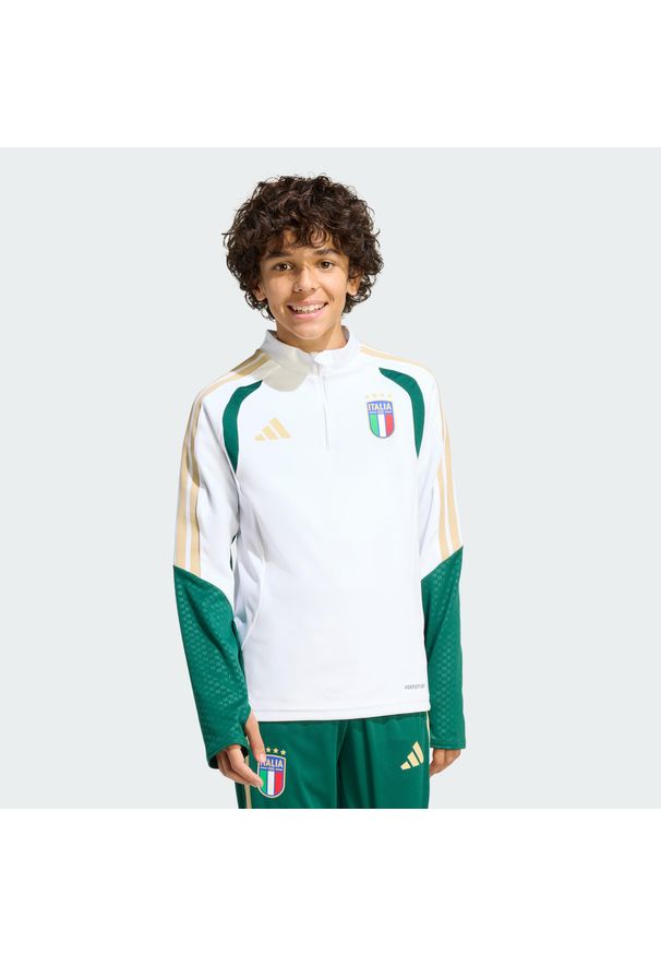 Adidas - Dziecięca koszulka treningowa Włochy 26 Tiro. Kolor: biały. Materiał: dresówka. Styl: sportowy