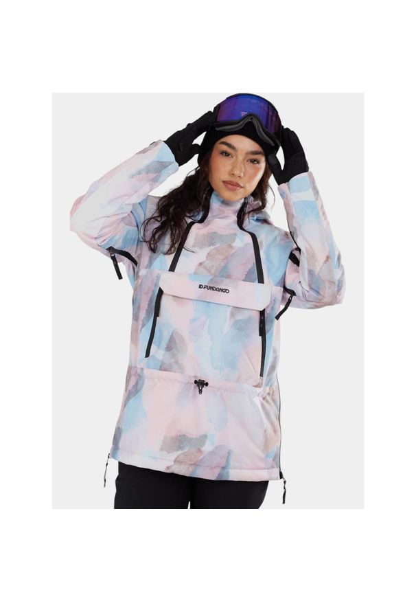 FUNDANGO - Anorak Damski Fundango Hooper ECO. Kolor: wielokolorowy, niebieski, biały, różowy. Materiał: materiał. Sezon: zima. Sport: turystyka piesza, narciarstwo