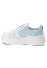 DAMISS - Niebieskie Sneakersy Damiss Wygodne Buty Damskie Na Platformie. Okazja: na co dzień, na spacer, na uczelnię. Kolor: niebieski. Materiał: materiał. Obcas: na platformie. Sport: turystyka piesza #10