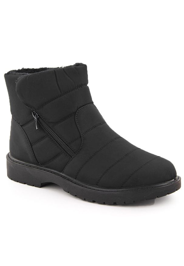 Wodoodporne śniegowce męskie ocieplane czarne Unisoft 8002. Kolor: czarny. Materiał: materiał