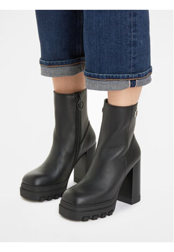 Tommy Jeans Botki Tjw High Heel Ankle EN0EN02256 Czarny. Kolor: czarny. Materiał: skóra