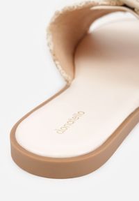 Born2be - Beżowe Klapki Ozdobione Plecionką Wstawką i Klamrą Isirreia. Okazja: na co dzień, do pracy. Kolor: beżowy. Materiał: jeans, materiał, len. Wzór: aplikacja. Sezon: lato. Styl: casual #7