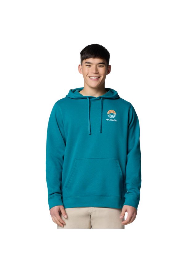 columbia - Bluza dresowa sportowa męska Trek Graphic Hoodie. Kolor: zielony. Materiał: bawełna, poliester