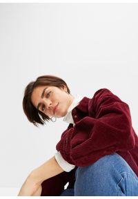 bonprix - Bluzka koszulowa sztruksowa. Kolor: czerwony. Materiał: sztruks #3