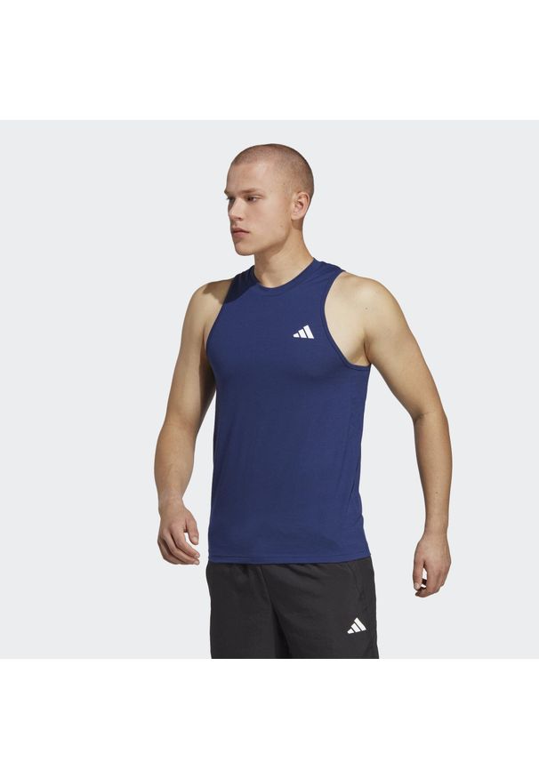 Adidas - Train Essentials Feelready Training Sleeveless Tee. Kolor: biały, niebieski, wielokolorowy. Materiał: materiał. Długość rękawa: bez rękawów