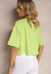 Renee - Jasnozielony Oversizowy T-shirt z Bawełny z Okrągłym Dekoltem Calama. Kolor: zielony. Materiał: bawełna. Wzór: kolorowy. Styl: elegancki #5