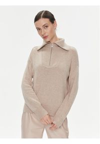 Marella Sweter Ruby1 2339460839200 Beżowy Regular Fit. Kolor: beżowy. Materiał: wełna