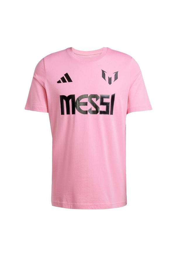 Adidas - Koszulka Messi Name and Number Graphic. Kolor: różowy. Materiał: bawełna. Sport: piłka nożna