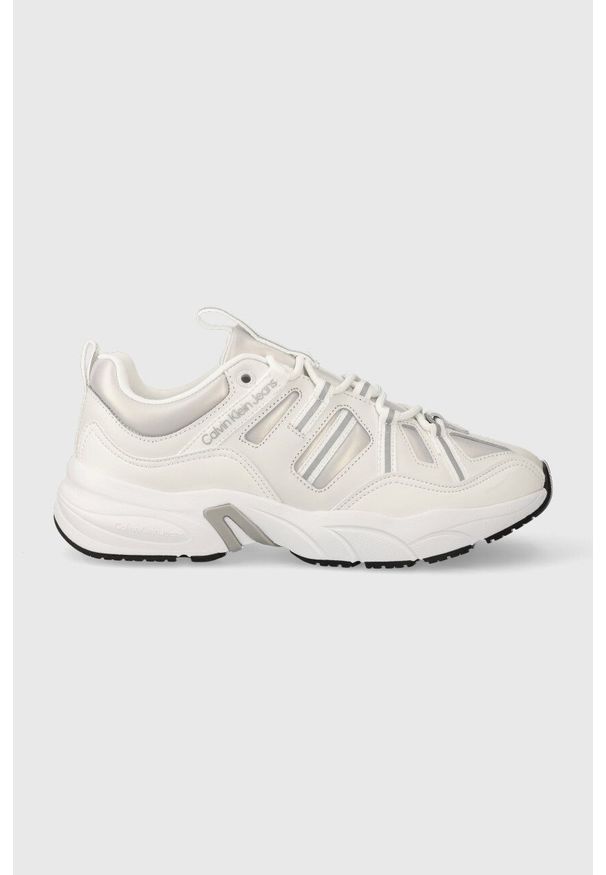 Calvin Klein Jeans sneakersy RETRO TENNIS LACEUP kolor biały YW0YW01044. Nosek buta: okrągły. Zapięcie: sznurówki. Kolor: biały. Materiał: guma