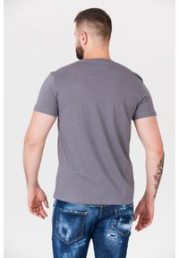 Calvin Klein - CALVIN KLEIN JEANS Szary t-shirt męski z logo. Kolor: szary. Materiał: jeans #4