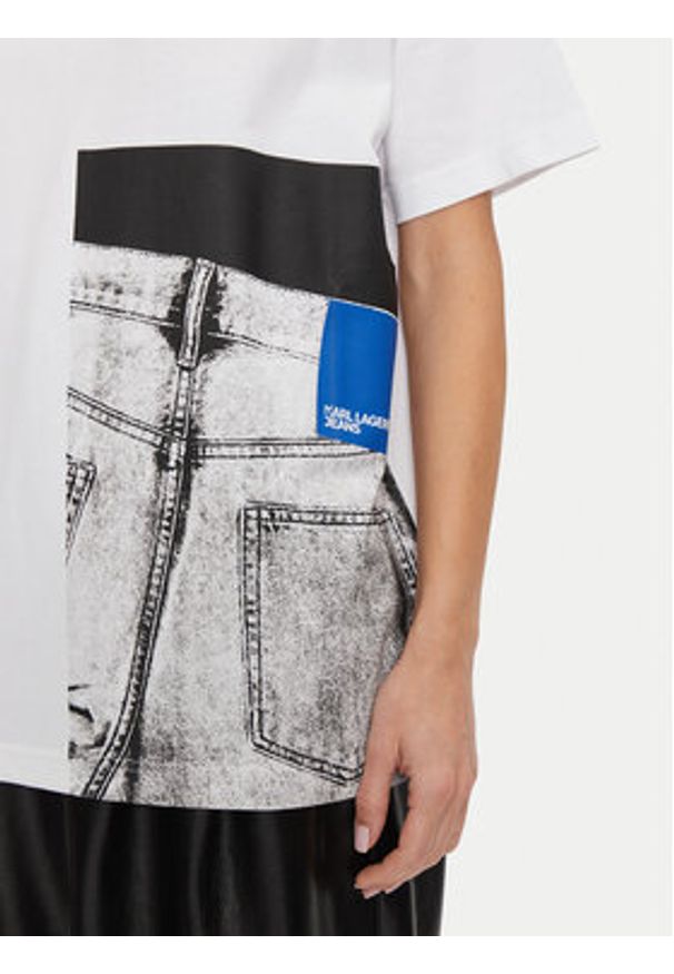 Karl Lagerfeld Jeans T-Shirt 246J1706 Biały Relaxed Fit. Kolor: biały. Materiał: bawełna
